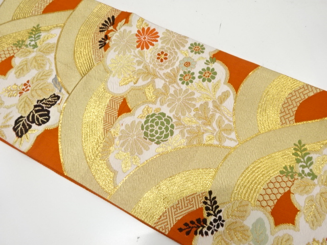 JAPANESE KIMONO / ANTIQUE FUKURO OBI / SILK / WOVEN PAULOWNIA